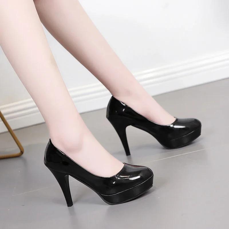 Fashion Super High Heel Women's Shoes 2025 New High Shallow Mouth Pointed Single Shoes Formal Professional Waterproof Table Pumps