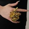 Vintage Rose Ring 3D Oversized Ring Elegant Double-Finger Ring  for Women