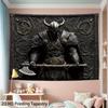 Arazzo Cavaliere Asse Vichingo Gotico 2D, Guerriero con Motivo Norreno Celtico, Arte da Parete per Arredamento Soggiorno e Man Cave