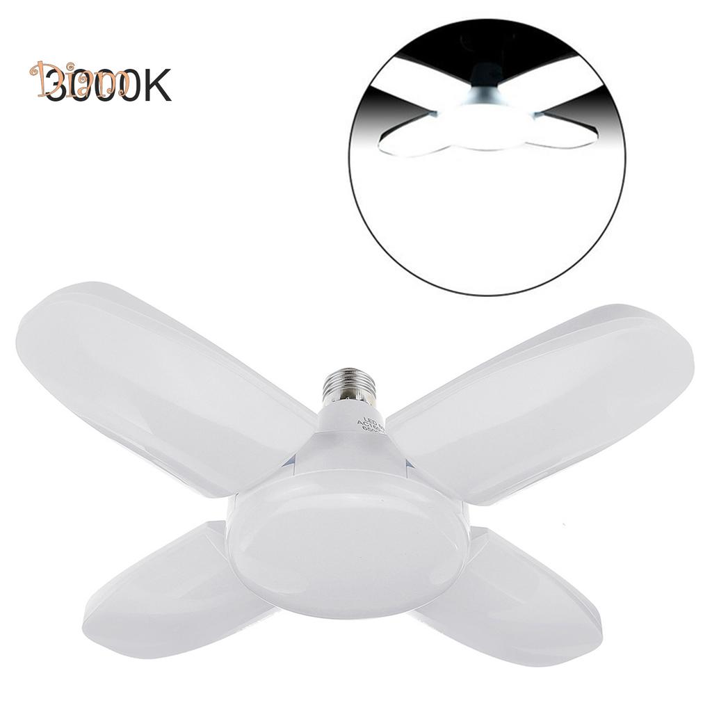 TDStore Foldable Garage Light Three-Leaf Fan Blade LED Bulb Adjustable Ceiling Lamp