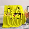Happy Pikachu  Print Flannel Blanket, High quality Comfortable for All Seasons, Home Decor, Warmth and Comfort