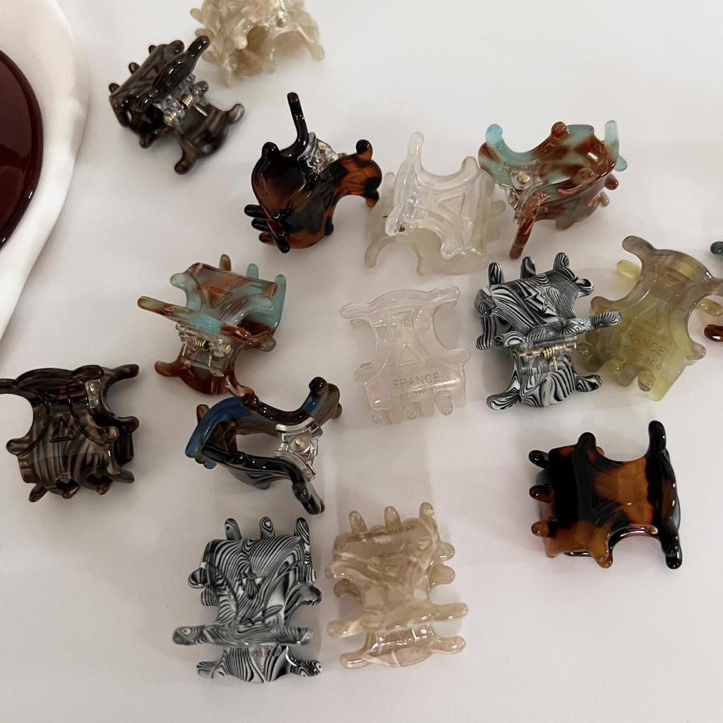 Elegant Gold Label Acetate Mini Hair Clip - Retro Style for Bangs