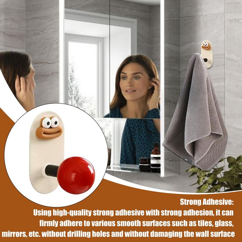 ABS Wall Mount No-Drill Hooks Key Chain Storage Rack Strong Self Adhesive Coat Hat Hanger Girl Child Room Decoration Holder