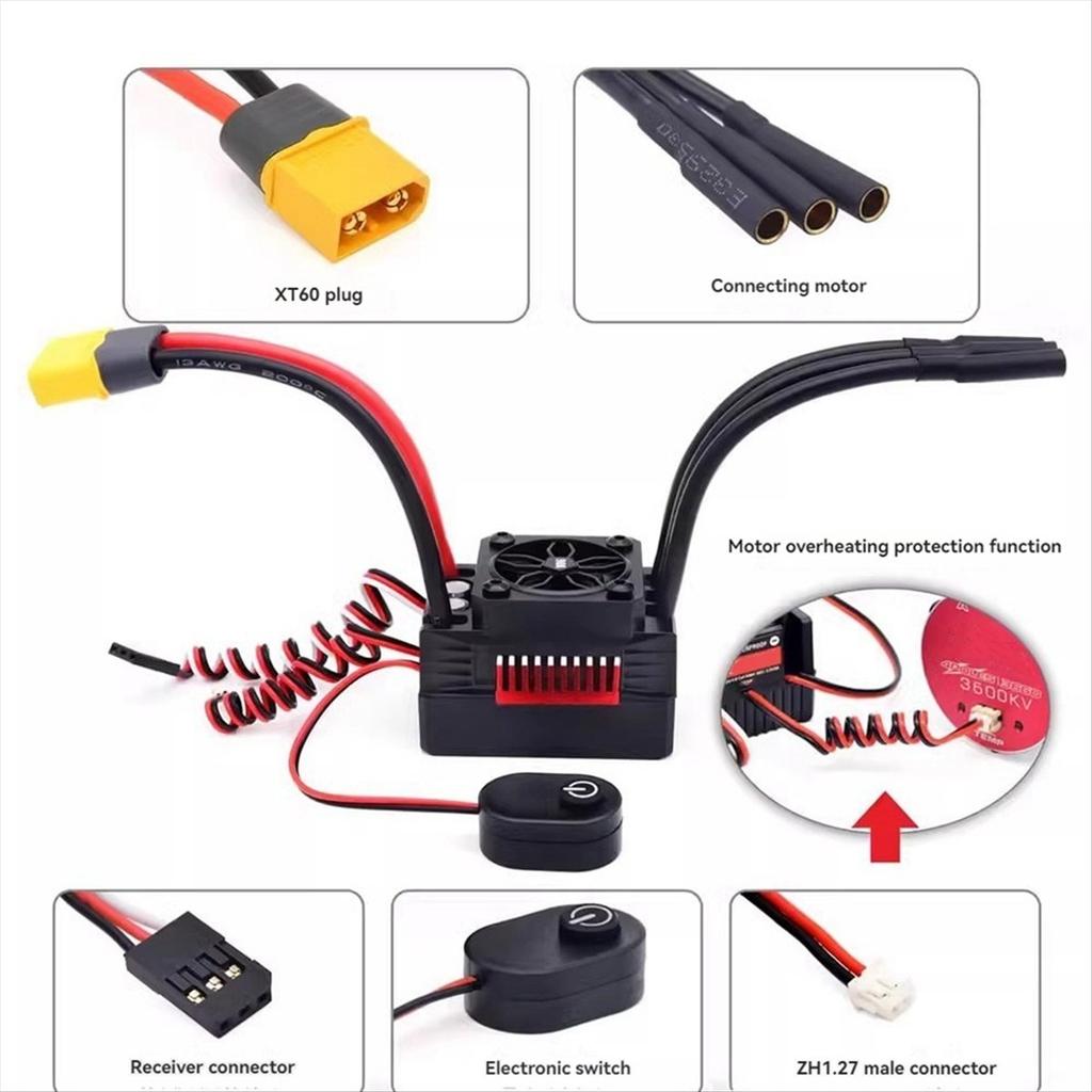 2025 New 60A Brushless ESC Waterproof Electronic Speed Controller for 1/10 RC Car Off-Road Vehicle Truck