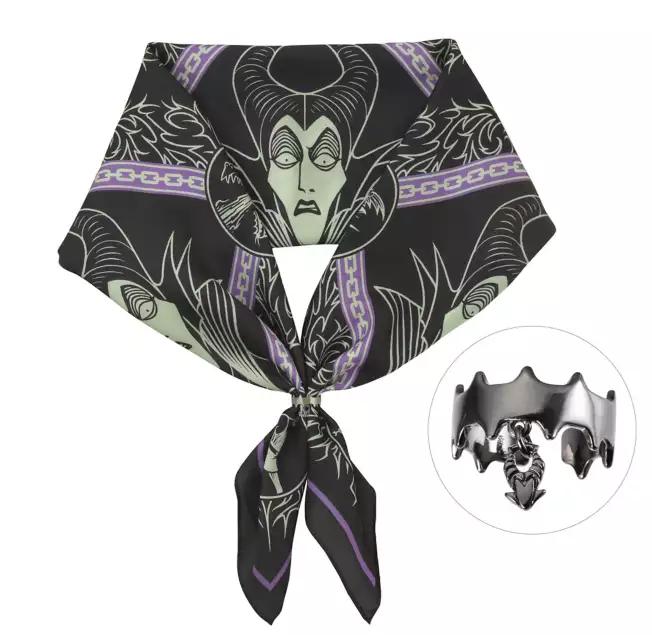 Disney Maleficent and Diablo Scarf and Ring Set BK DISNEY VILLAINS Japan NEW