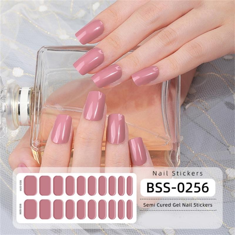 Semi Cured Gel Nail Strips Patches Sliders UV/LED Lamp Cured Adhesive Long Lasting Full Cover Gel Nail Stcikers Manicure