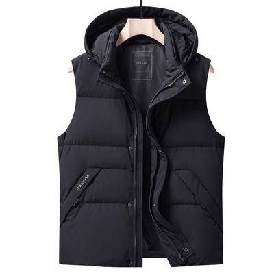 Hooded Down Vest Men's Autumn and Winter Outdoor Thermal Vest 90 White Duck Down Outer Vest