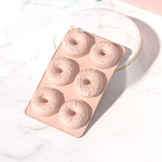 6-Cavities Silicone Donut Mold Easy Release Food Grade DIY Round Doughnut Cake Chocolate Baking Mold Kitchen Supplies