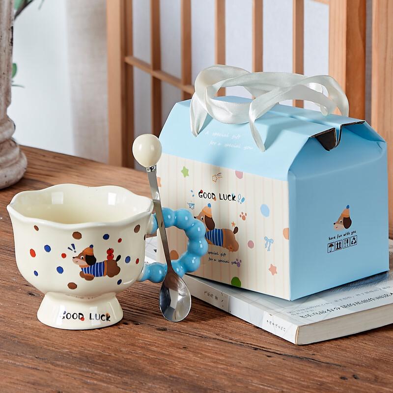Creative Ceramic Gift Mug with Spoon Pearl Cup + Spoon