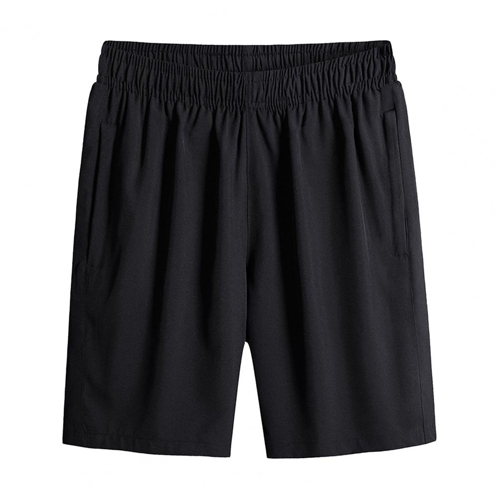 Men Summer Sport Shorts Loose Wide Leg Elastic Waist Deep Crotch Thin Side Pockets Solid Color Men Knee Length Short Pants Baske