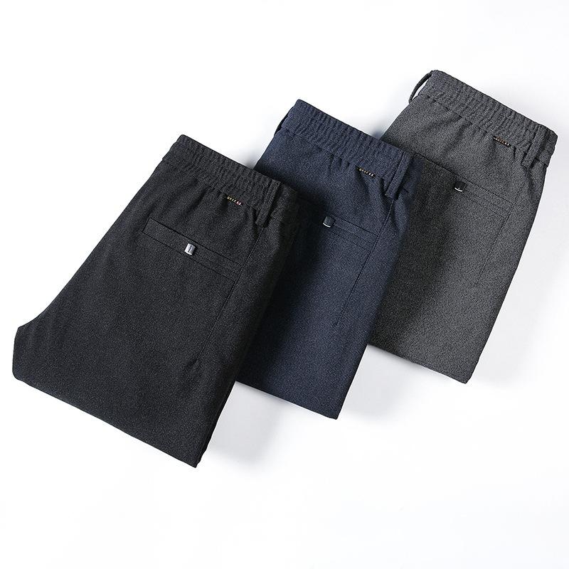 Autumn And Winter Men'S Elastic Waistband With Plush/Regular Brushed Casual Elastic Fashion Trend Versatile Small Straight Leg Pants