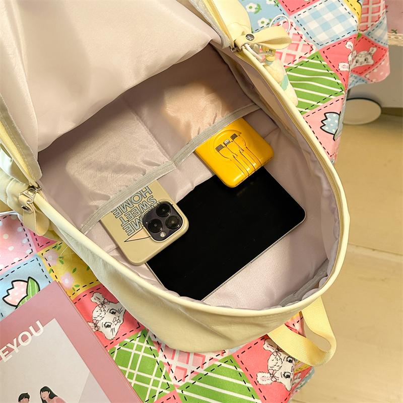 Women's Solid Color Large Capacity Backpack Student Schoolbag