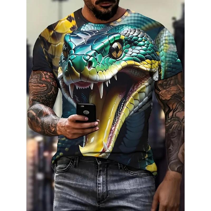 Fashion 3D Printed Horror Snake Graphic T Shirt For Men Personality Oversized