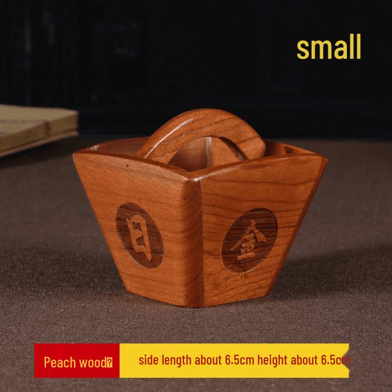 

Vintage Solid Peach Wood Rice Dou Decorative Handcrafted Wooden Carvings for Living Room