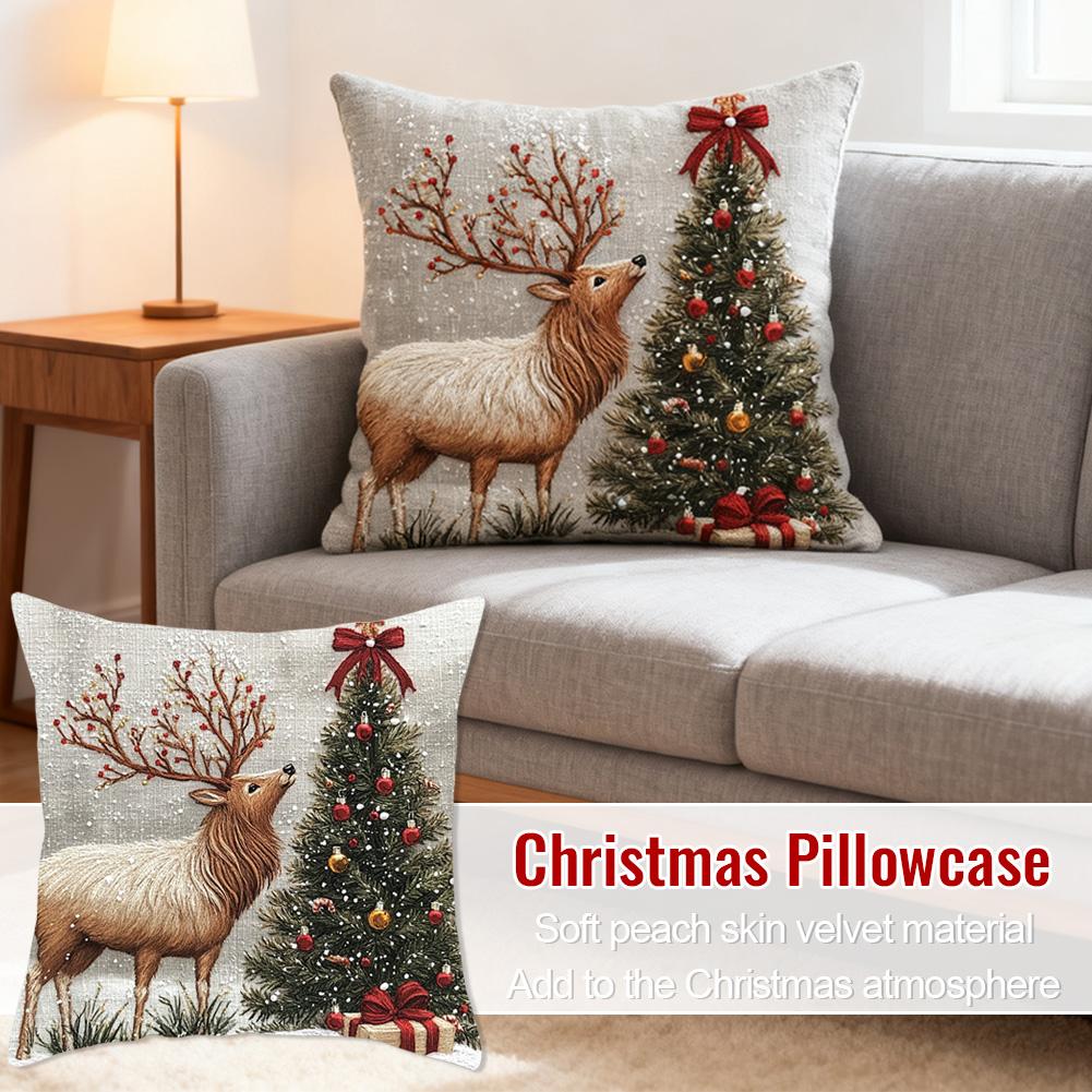 1/2/4/8PCS Festive Elk Rabbit Decorative Sofa Atmosphere Decorative Pillow 2025 NEW Christmas 2D Flat Print Pillow Cover