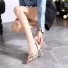 Summer New Soft Leather High-end Design Thin-heeled Open-toed Sandals Women's One-word Buckle High Heels
