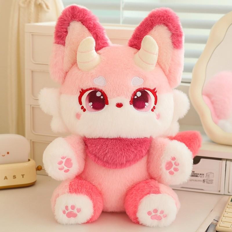 Fox Plush Fantasy Toy Soft Short Fur Stuffed Animal Doll For Kids Birthday Gift
