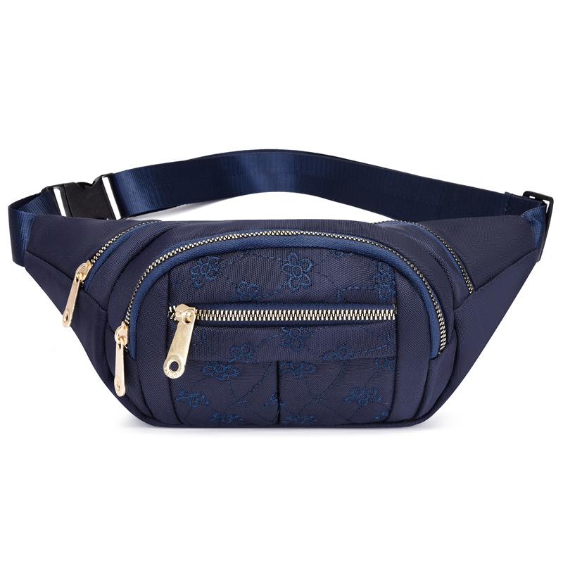 Women's Embroidery Solid Color Nylon Messenger Bag, One Shoulder Outdoor Simple Running Bag, Sports Multi-functional Fanny Pack Wholesale