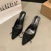 2025 New Summer Leopard Pattern Women's Baotou Half Slippers High Heels Women's Sandals Pumps Plus Size 35-42