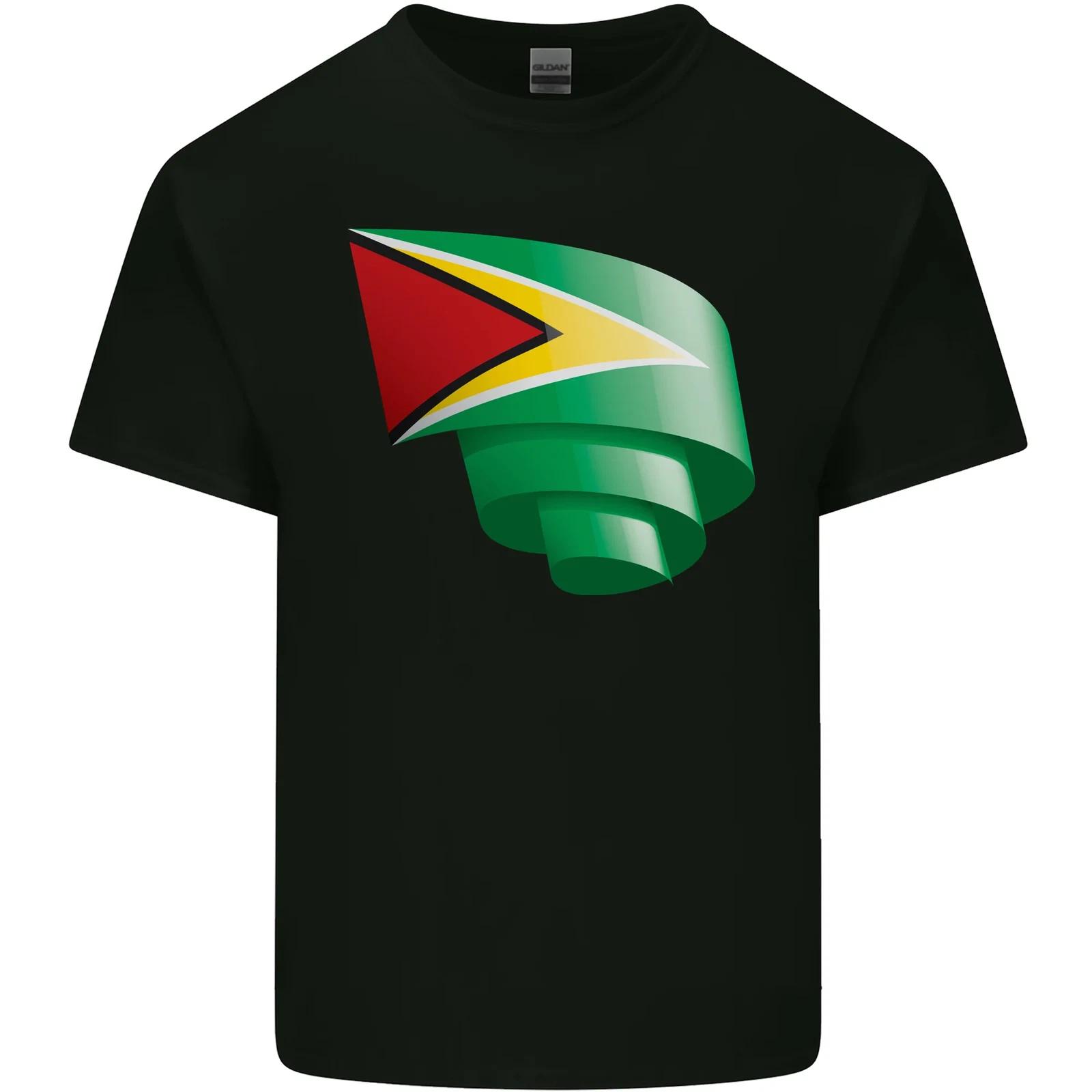 Curled Guyana Flag Guyanese Day Football Kids T-Shirt Childrens 3XL
