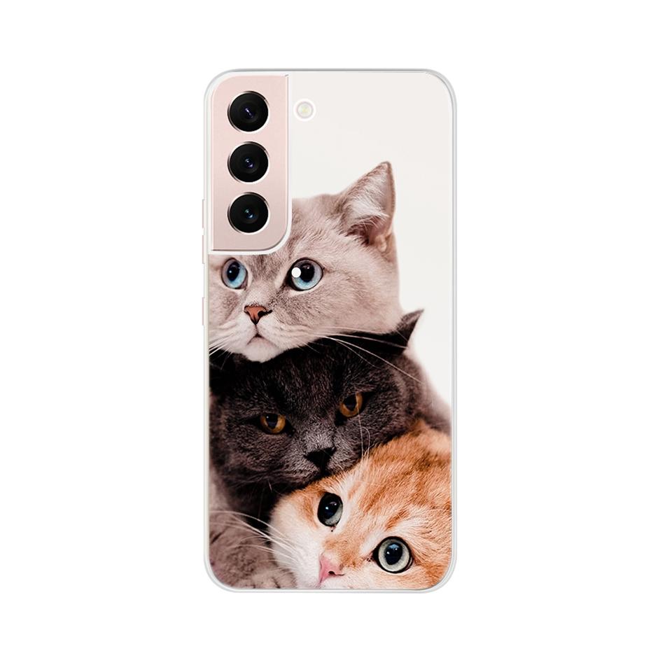 Beautiful Flower Phone Case For Samsung Galaxy S22 Pro S 22 Ultra 5G Case Cute Cat Soft Silicone TPU Cover For Samsung S22 22Pro