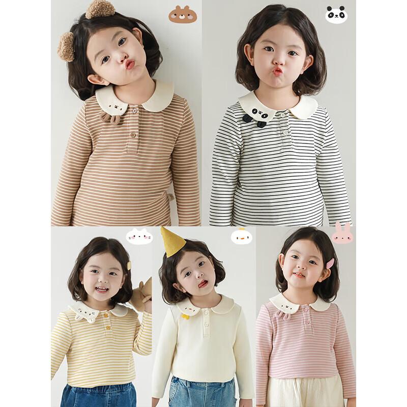 YouYou Girl's Embroidered Turn-down Collar Long Sleeve Top