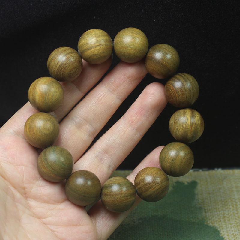 Green Sandalwood Single Loop Bracelet, Natural Fragrance Wooden Jewelry for Daily Wear