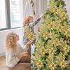 16.5in Navidad Christmas Tree Decoration Artificial Glitter Stems Xmas Tree Hanging with Flower Wreath Gift New Year Home Decor