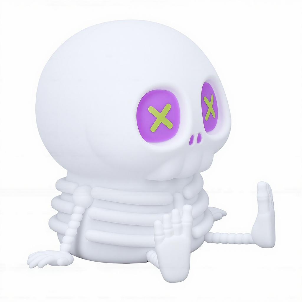 Skull Night Light USB Charging Adjustable RGB Skeleton Shape Tap Control Nursery Night Light for Bedroom