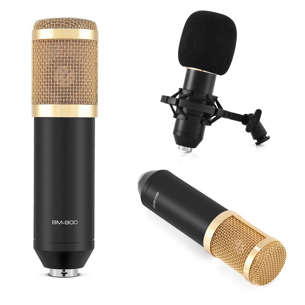 3.5mm Wired Computer Condenser Microphone Studio Recording Mic with Shock Stand
