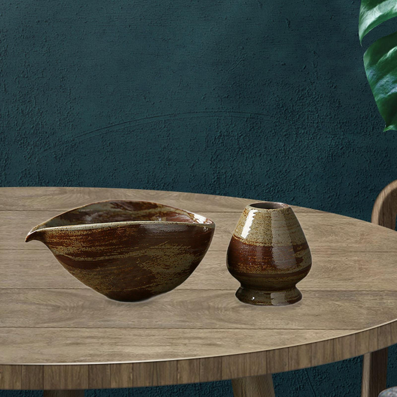 

Керамическая миска для смешивания матча с держателем для венчика для начинающих Style B