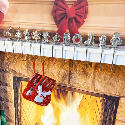 1PC Snowflake ElK Boots Shape Holiday Christmas Socks Hook Kitchen Metal Party Socks Storage Hook New Year Gold Silver Gifts