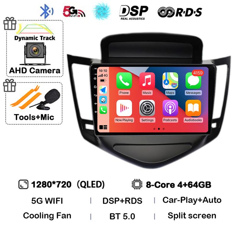 Android 14 Carplay Auto For Chevrolet Cruze 2008 2009 2010 2011 2012 4G+WIFI DSP Car Radio Multimedia Video Player GPS Head Unit