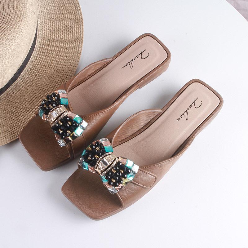 Yuzhihao Women s One-Strap Flat Summer Sandals - Fashionable Casual Beach Shoe 38-39
