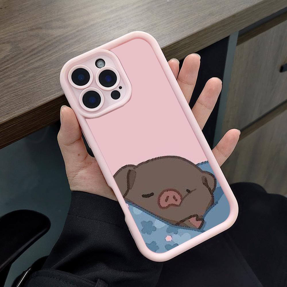 Cute black pig pattern phone case suitable for iPhone 17 16 15 14 13 12 11 Pro/Max/Plus anti drop and shockproof back cover