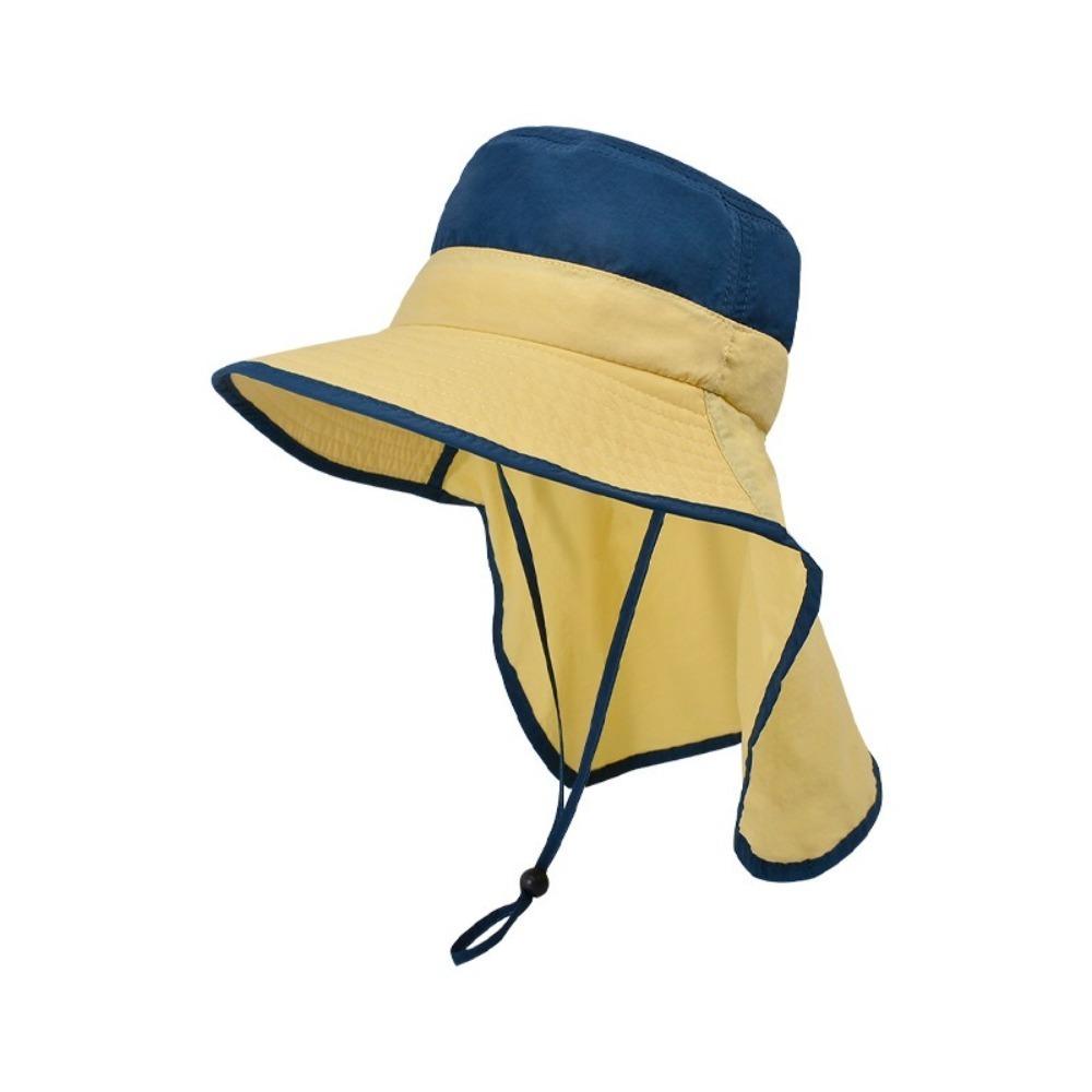 Anti-UV Fisherman Hat Wide Brim Bucket Hat New Sunscreen Hat Boys Girls синий