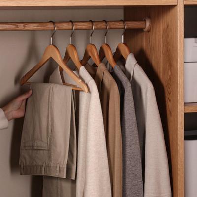Perchas de madera resistentes y duraderas, colgador de ropa que ahorra espacio con ganchos de Metal, organizador de armario, suministros para el hogar, 5 uds.