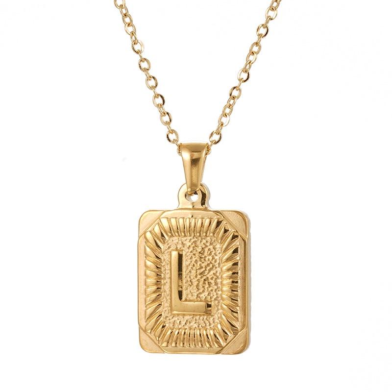Stylish 18k Gold Stainless Steel Letter Pendant Necklace For Men O-type Cross Chain Non-fading