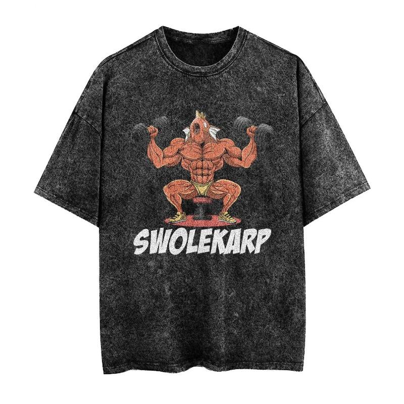 Zengyanqin02 Pok&eacute;mon Randproducten Oud Gewassen T-shirt Gym Oefening Fitness Heren en Dames Puur Katoen Korte Mouwen Casual Kleding 4XL