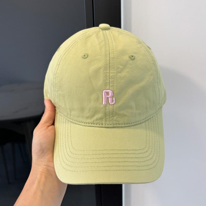 

Letter embroidery R standard four seasons soft top baseball cap women s fashion face small hat neutral simple travel cap Adjustable светло-зеленый