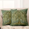 1 Pieces Green Pillows With Golden Tree Pattern Decor Polyester pillowcase, sofa decorative cushion cov Headboard Pillow