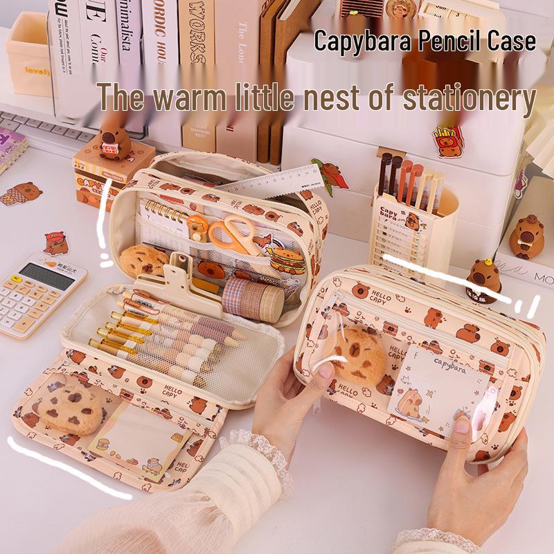Capybara Large-Capacity Pencil Case for Girls: Perfect for Primary and Junior High School Students