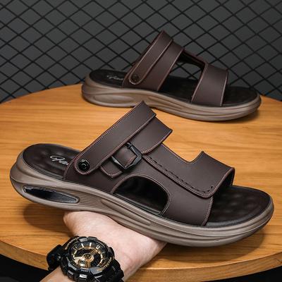 2025 Neue Mode Herren Leder Hausschuhe Langlebige Vaterschuhe Sommer Oberbekleidung Strand Hausschuhe Zwei-in-Eins Nassschuhe EVA Außensohle