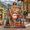 Galatasaray Custom Name Flannel Blanket Personalized Soft Warm Plush Throw Blanket Customized Gift for Family Friends