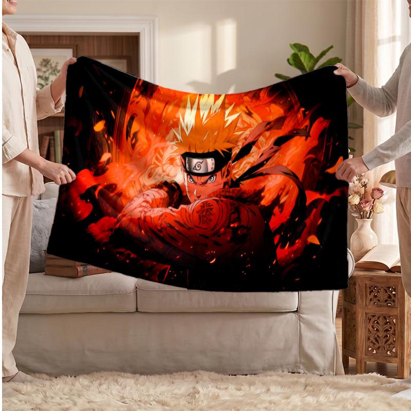 Naruto Uzumaki Printed Flannel Blanket, Skin Friendly Warm Throw for Indoor Couch Bed Daily Use