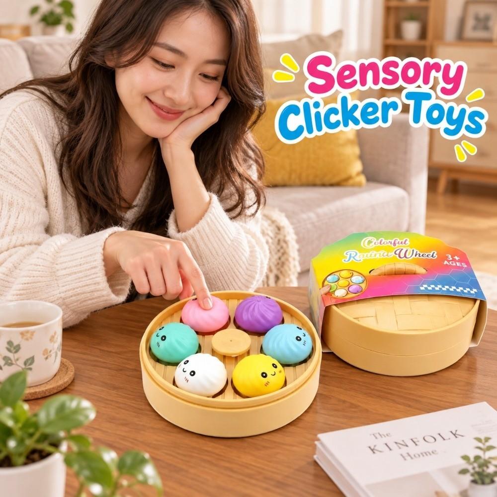 Fingertip Pressure Simulation Steamed Buns Set Finger Button Sensory Clicker Toys Boys Girls