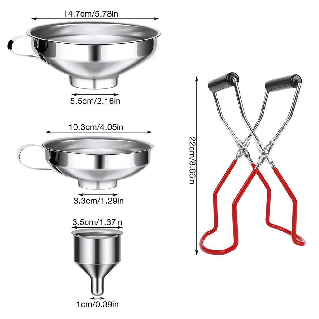 Edelstahl Marmeladentrichter 4-teiliges Set mit Griff Trichter, Einfülltrichter und Glasheber