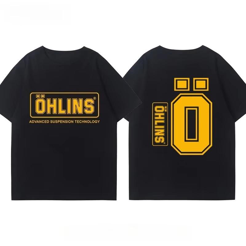Sport T Shirt Motorcycle Ohlins Shock Absorber Modified T-shirt Fans Clothes Men Women Car Club Pure Y2k Short Sleeves Classic