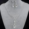 Wedding Accessories New Simple Water Drop Pendant Necklace Earrings Set, European and American Fashion, Bridal Evening Dress Accessories