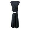 Sancai 2026 Summer Tie-Split Top & Pleated A-Line Skirt Set